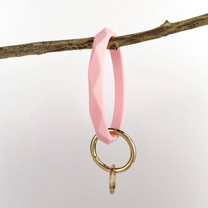 Diamond Shape Silicone Bracelet Keychain: Coral Red
