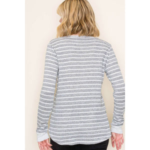 Textured Grey Stripe Top