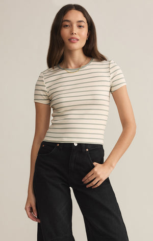 Sage Green Saxon Striped Tee