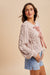 Dusty Rose Cream Cable Knit Ribbon Tie Cardigan