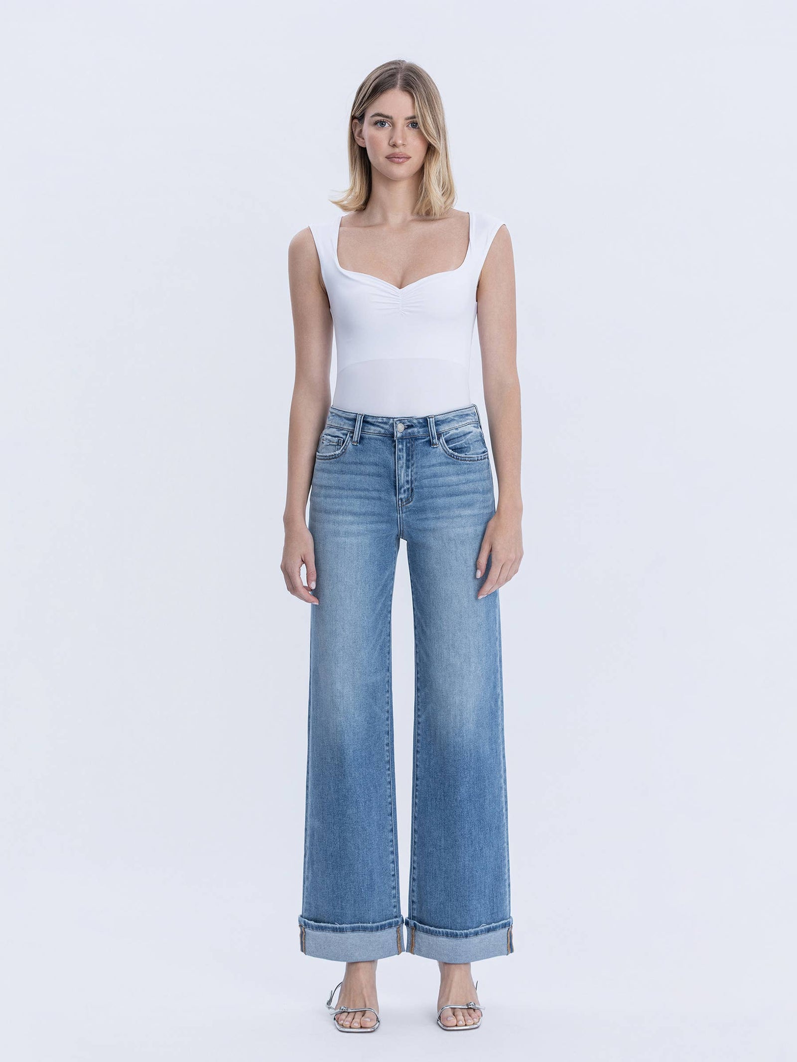 Olivia Cuffed Wide Leg Jeans