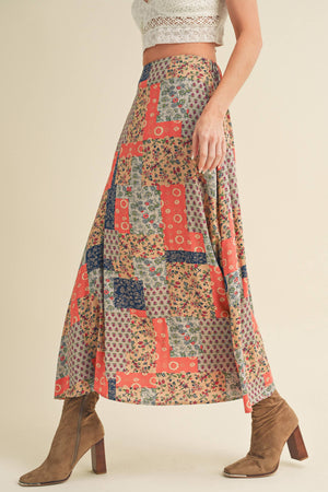 Tan & Orange Bradyn Print Skirt