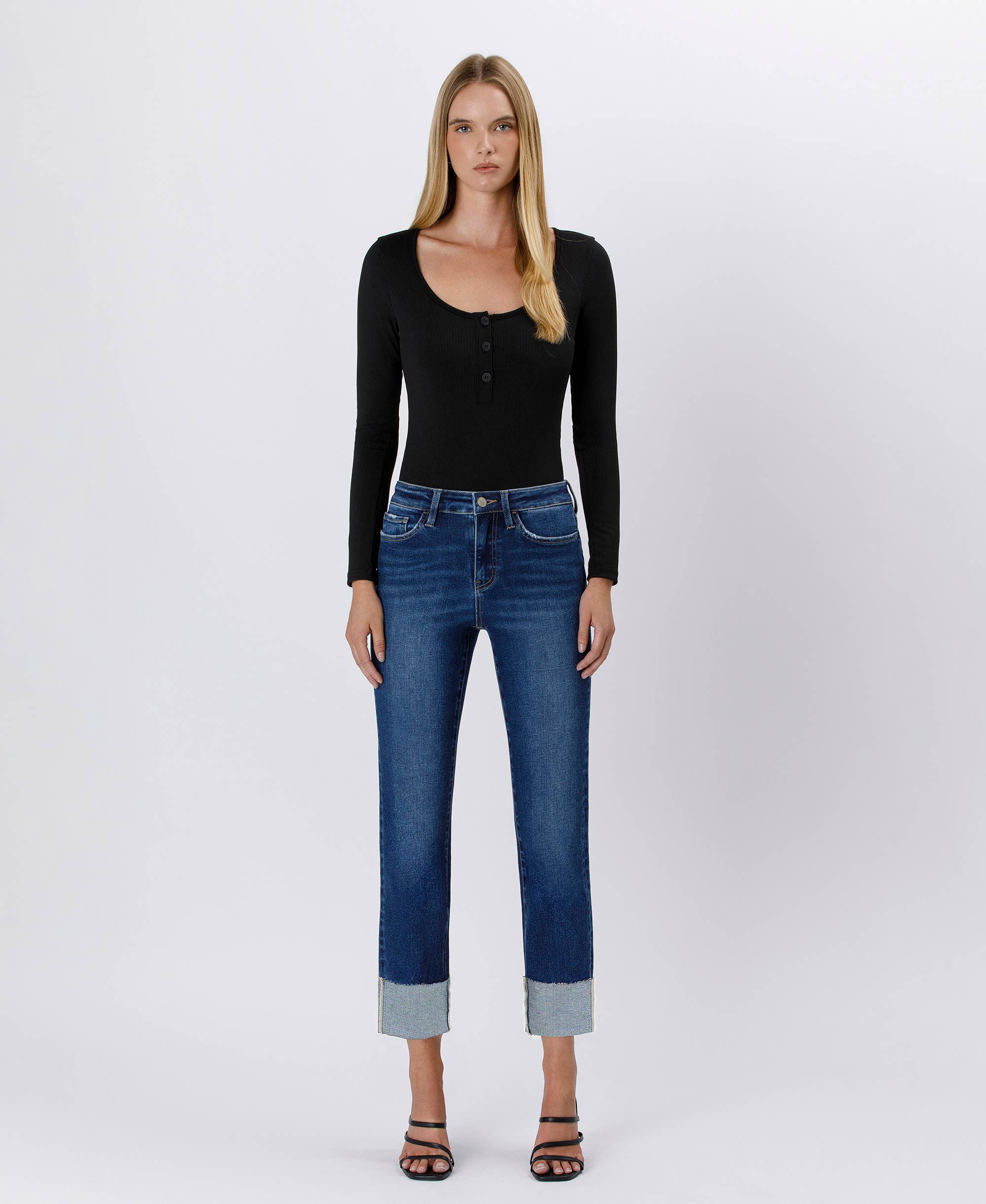 Sagacity High Rise Cuffed Slim Straight Jean