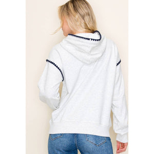 Grey Contrast Stitch Hoodie