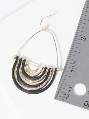Hammered Metal Geometric Teardrop Dangle Earrings: Navy