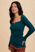 Emerald Teal Ribbed Notch Neck Top