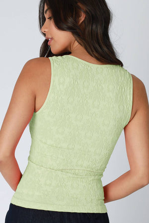 Pistachio Lace Textured Sweetheart Top