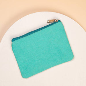 Blue Pink Flamingo Beaded Card Coin Bag