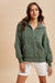Sage Chunky Cable Knit Hal Zip Sweater