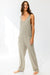 Olive Tank Textured Knit Jumpsuit With Pockets