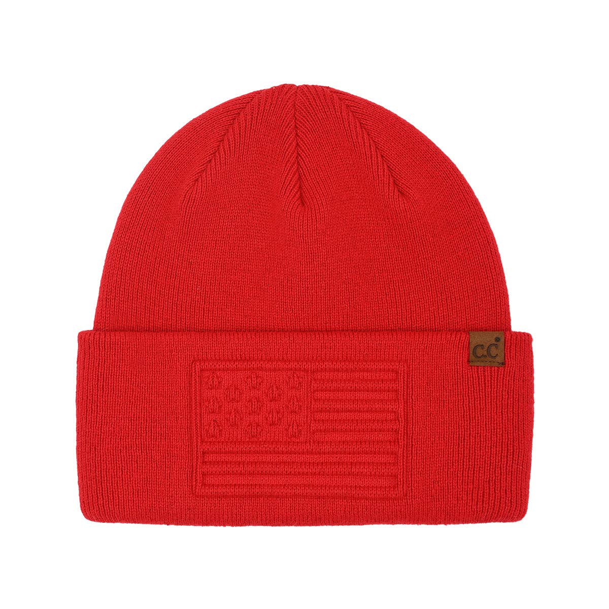 *FINAL SALE* Red Embossed 3D American Flag Beanie