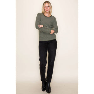 Dark Olive Pinstriped Sweater