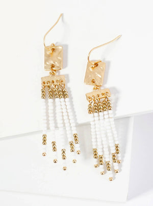Boho Chic Seed Bead Fringe Earrings: Emerald Green