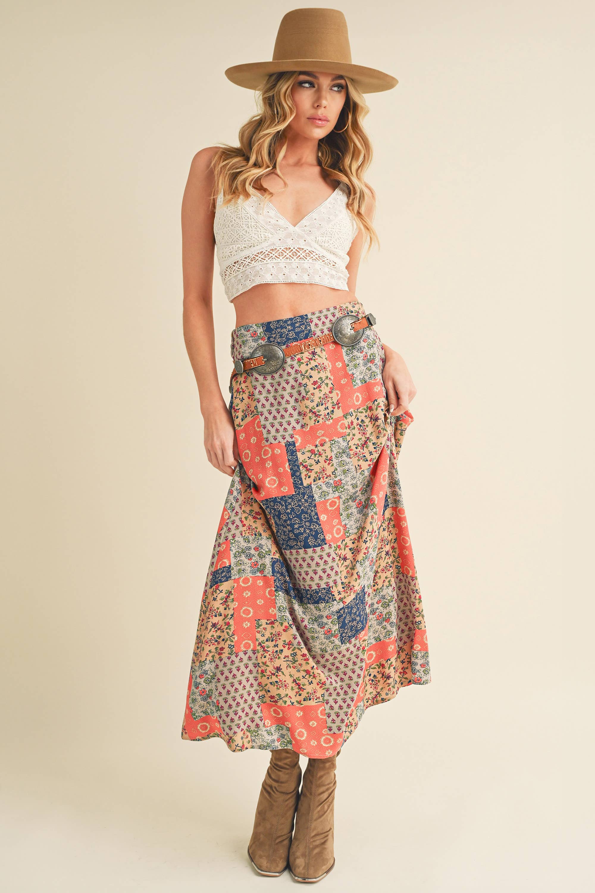 Tan & Orange Bradyn Print Skirt