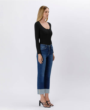 Sagacity High Rise Cuffed Slim Straight Jean