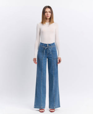 Tie Waist Wide Leg Jeans
