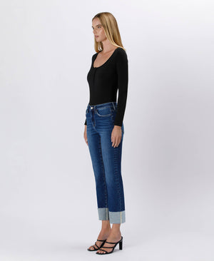 Sagacity High Rise Cuffed Slim Straight Jean
