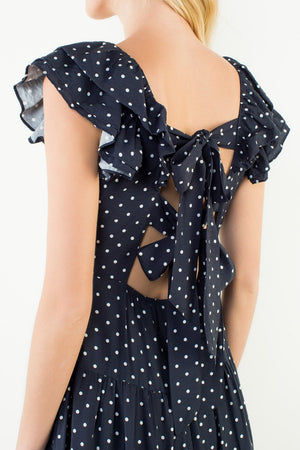 Flutter Sleeve Polka Dot Midi Dress