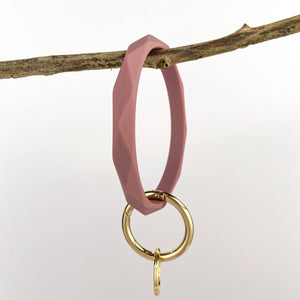 Diamond Shape Silicone Bracelet Keychain: Coral Red