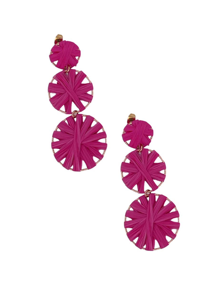 Raffia Wrapped Triple Tier Earring