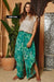 Green Soft Smocked Waistband Wide Leg Pants