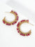 Hoop Earrings With Glass & Square Metallic Beads: Black