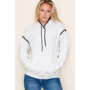 Grey Contrast Stitch Hoodie