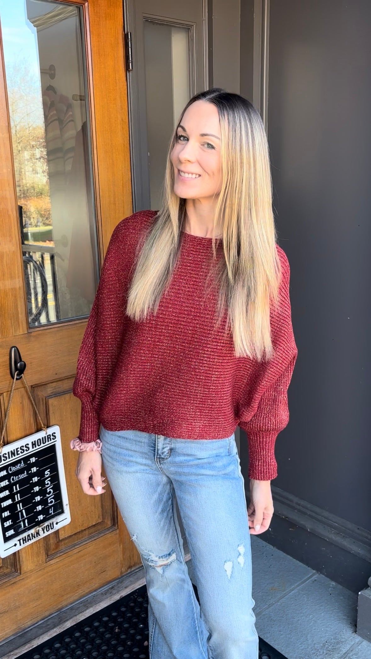 *FINAL SALE* Maroon Ribbed Crop Sweater