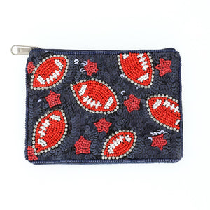 Football Bead Sequin Embroidered Coin Bag