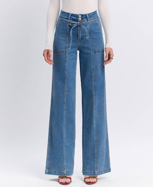 Tie Waist Wide Leg Jeans