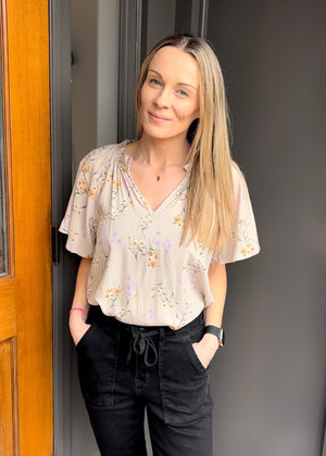 Petite Floral V-Neck Blouse