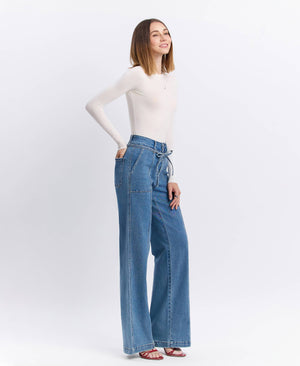 Tie Waist Wide Leg Jeans