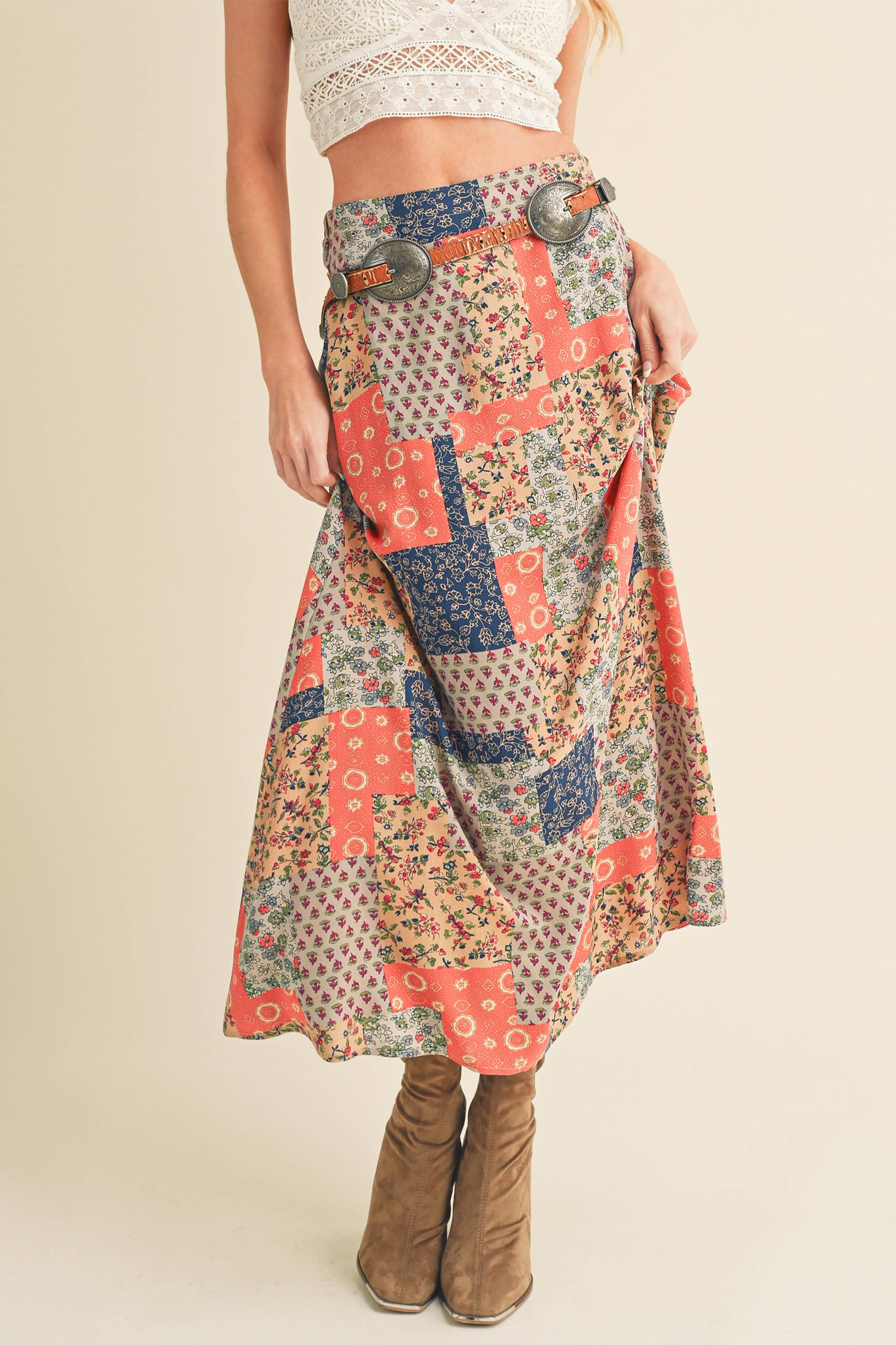 Tan & Orange Bradyn Print Skirt