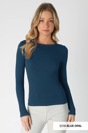 Fig Wide Ribbed LS Top