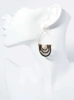Hammered Metal Geometric Teardrop Dangle Earrings: Sage
