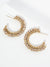 Hoop Earrings With Glass & Square Metallic Beads: Black