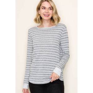 Textured Grey Stripe Top
