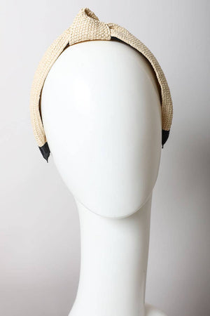 Bohemian Straw Rattan Knotted Headband: Natural