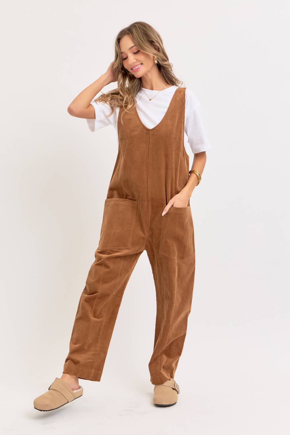 Camel Corduroy Overalls