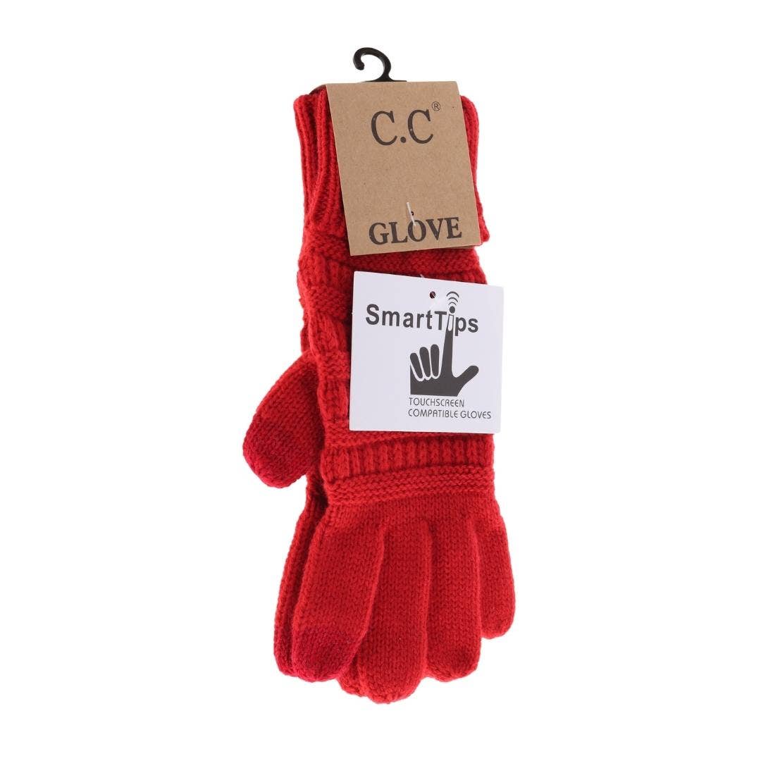 *FINAL SALE* Red  Knit CC Gloves