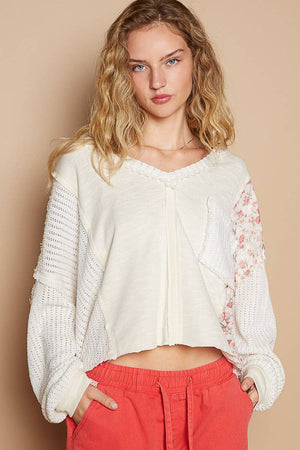 Cream Vintage Wash Floral Patch Top