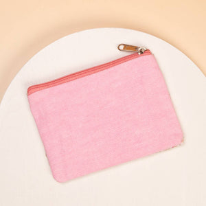 Blue Pink Flamingo Beaded Card Coin Bag