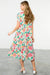 Short Sleeve Flower Print Tiered Midi Dress