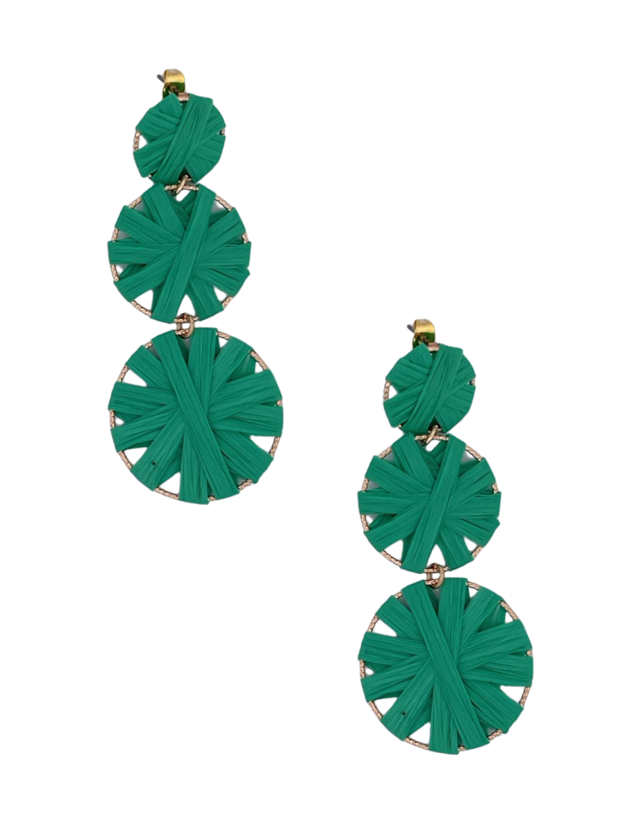 Raffia Wrapped Triple Tier Earring