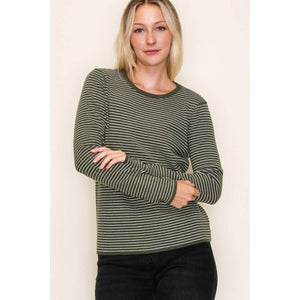 Dark Olive Pinstriped Sweater