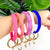 Diamond Shape Silicone Bracelet Keychain: Coral Red