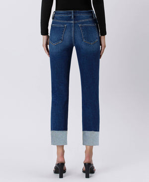 Sagacity High Rise Cuffed Slim Straight Jean