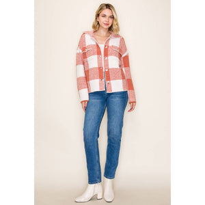 Rust Plaid Sweater Jacket