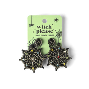 Halloween Witch Please Beaded Statement Earrings