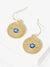 Evil Eye Disc Drop Dangle Earrings: Matte Gold